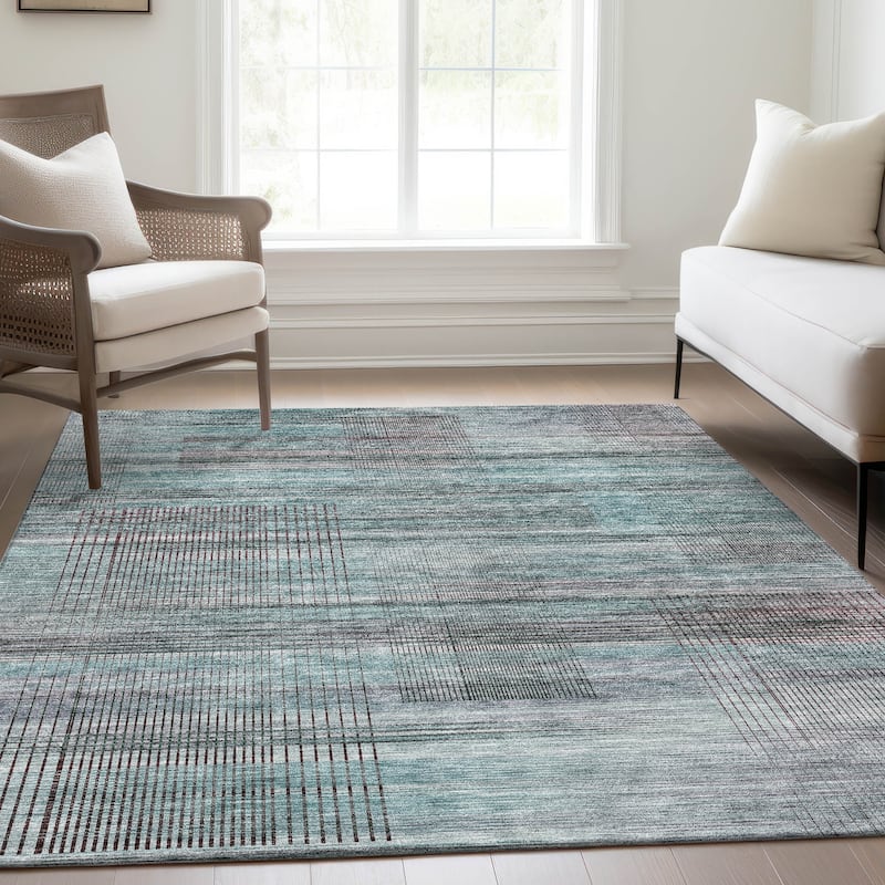 Machine Washable Indoor/ Outdoor Chantille Contemporary Imprints Rug
