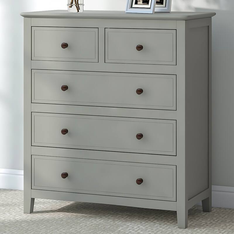 5 Drawers Solid Wood Chest for Living Room Bedroom Bed Bath & Beyond