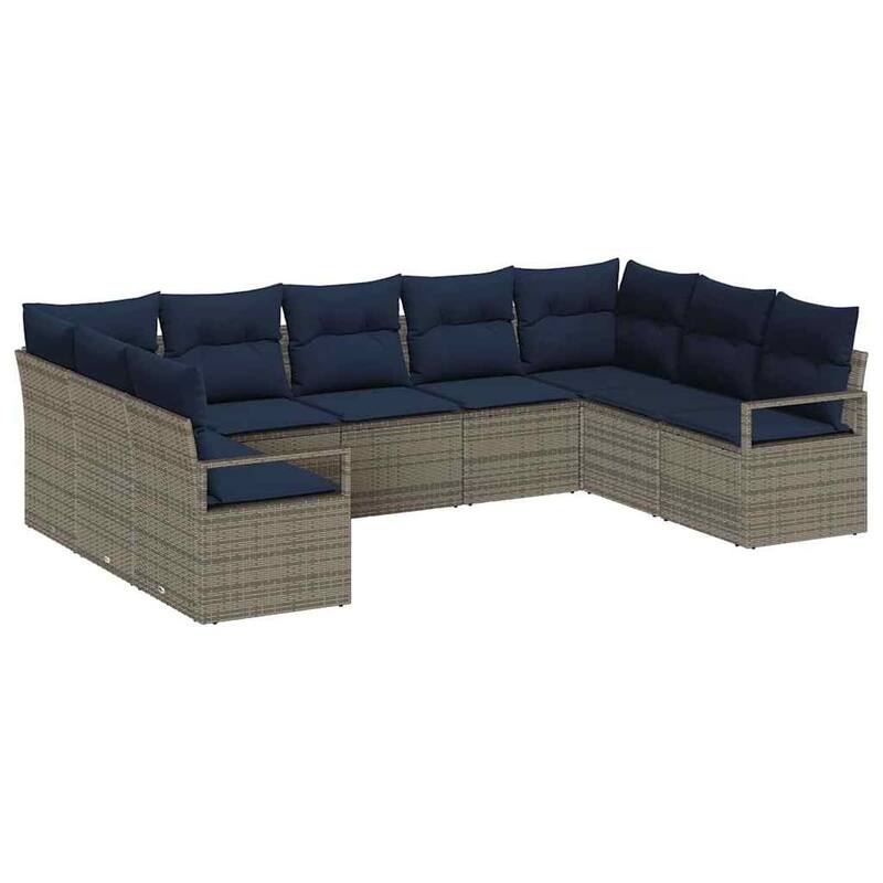 vidaXL 10 Piece Garden Sofa Set with Cushions - 113.8×69.7×27.2