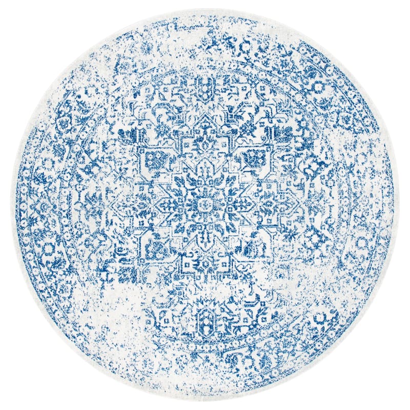 SAFAVIEH Evoke Quinn Vintage Distressed Rug - 6'7" Round - Ivory/Navy
