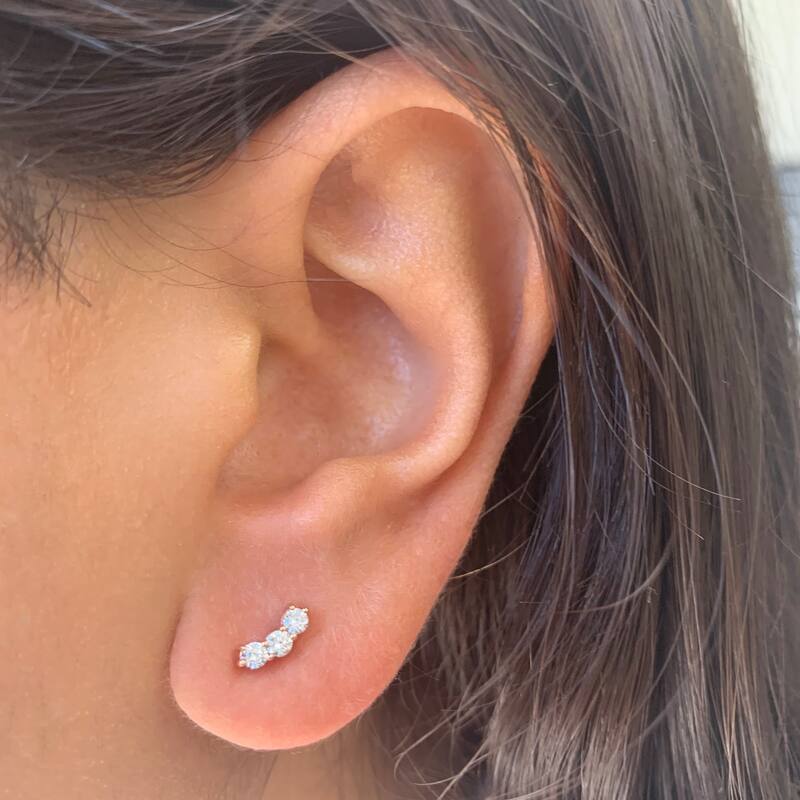 Joelle Collection Diamond Earrings 1/3 cttw 3-Stone Cluster Earrings 14K Gold Beautiful Gift