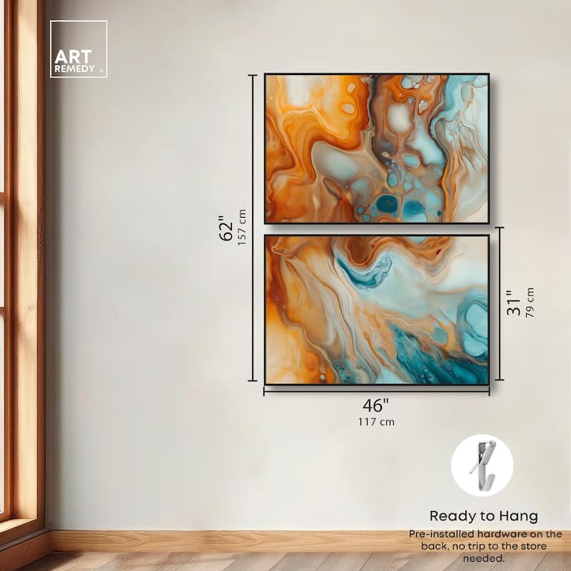 Marbled Flow Canvas Set of 2 by Art Remedy