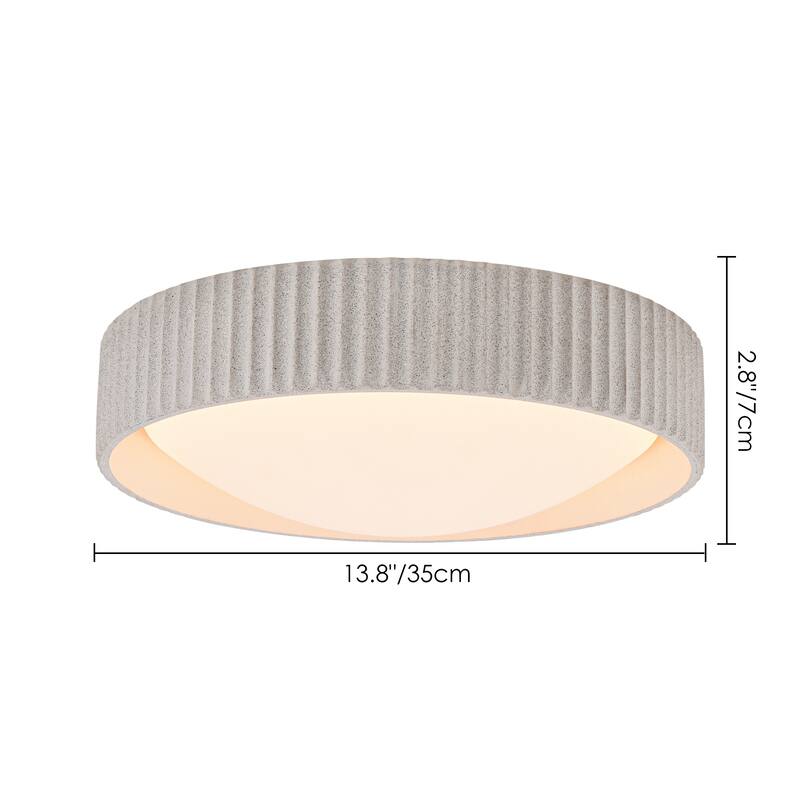 25W Modern Beige Cement LED Flush Mount Ceiling Light, Minimalist Textured Design for Bedroom & Bathroom - 1 Light