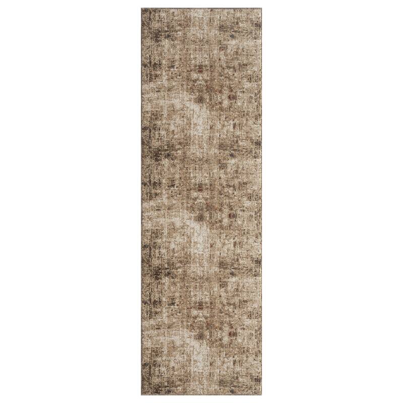 Porch & Den Delta Distressed Sand Tones Abstract Area Rug - 2'6" x 6' - Sand