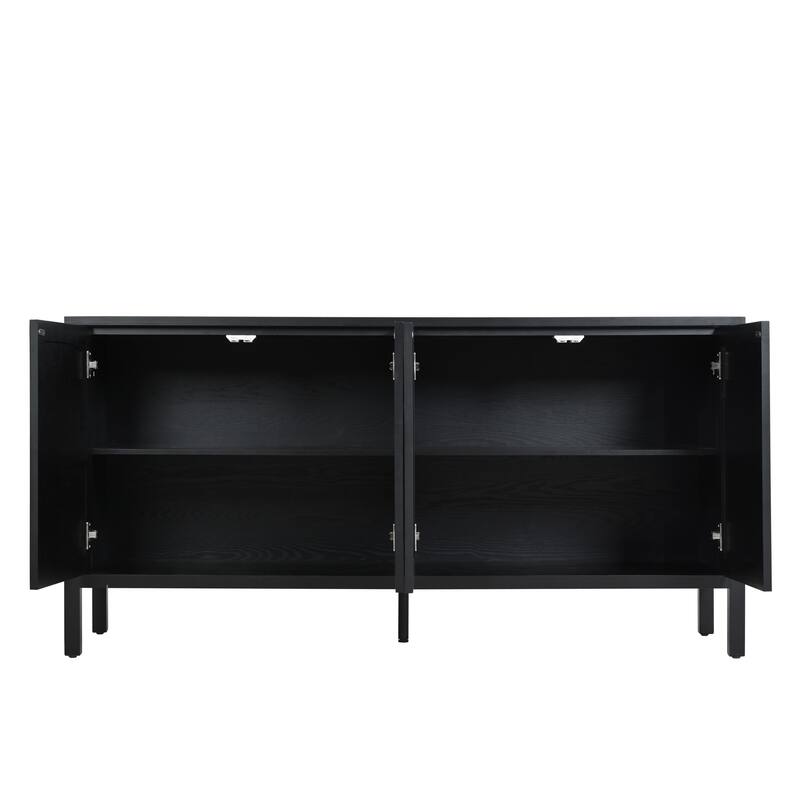 Sideboard Cabinet with Circle Door, Buffet Cabinet with Adjustable Shelves, Storage Cabinet with 5 Supportive Legs