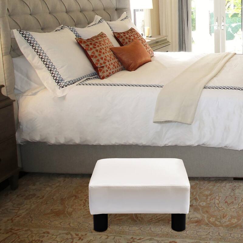 Gymax PU Leather Ottoman Rectangular Footrest Small Stool - See Details