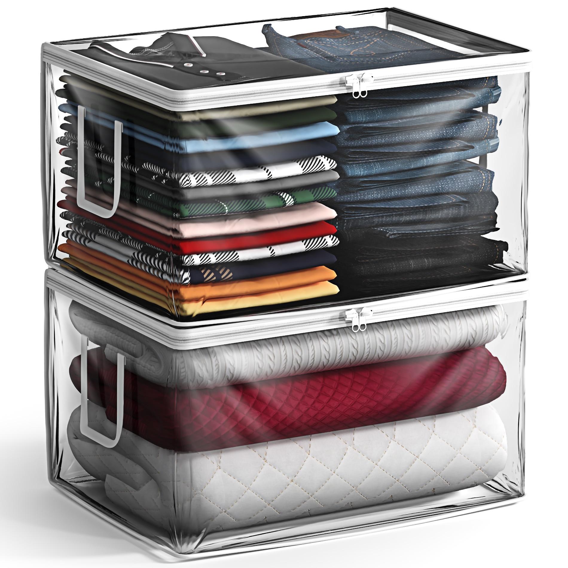 Sorbus Clear Storage Bag, 90L Foldable Large Plastic Bags with Zipper & Carry Handles