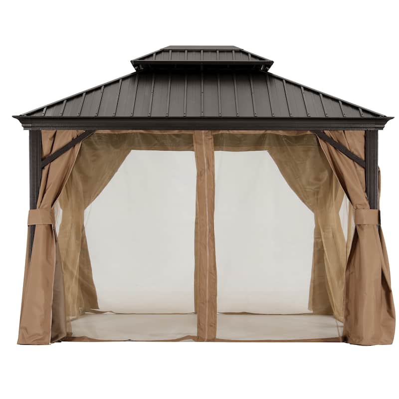 ABCCANOPY Outdoor Hardtop Gazebo with Galvanized Steel Double Roof
