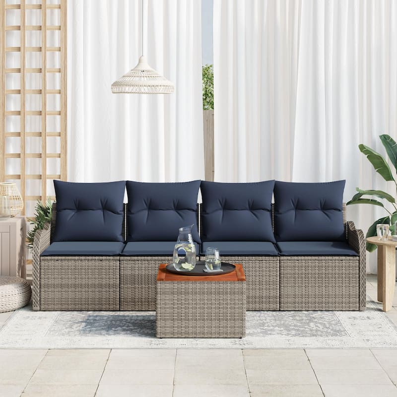 vidaXL 5 Piece Garden Sofa Set with Cushions - 90.9×24.4×27.2