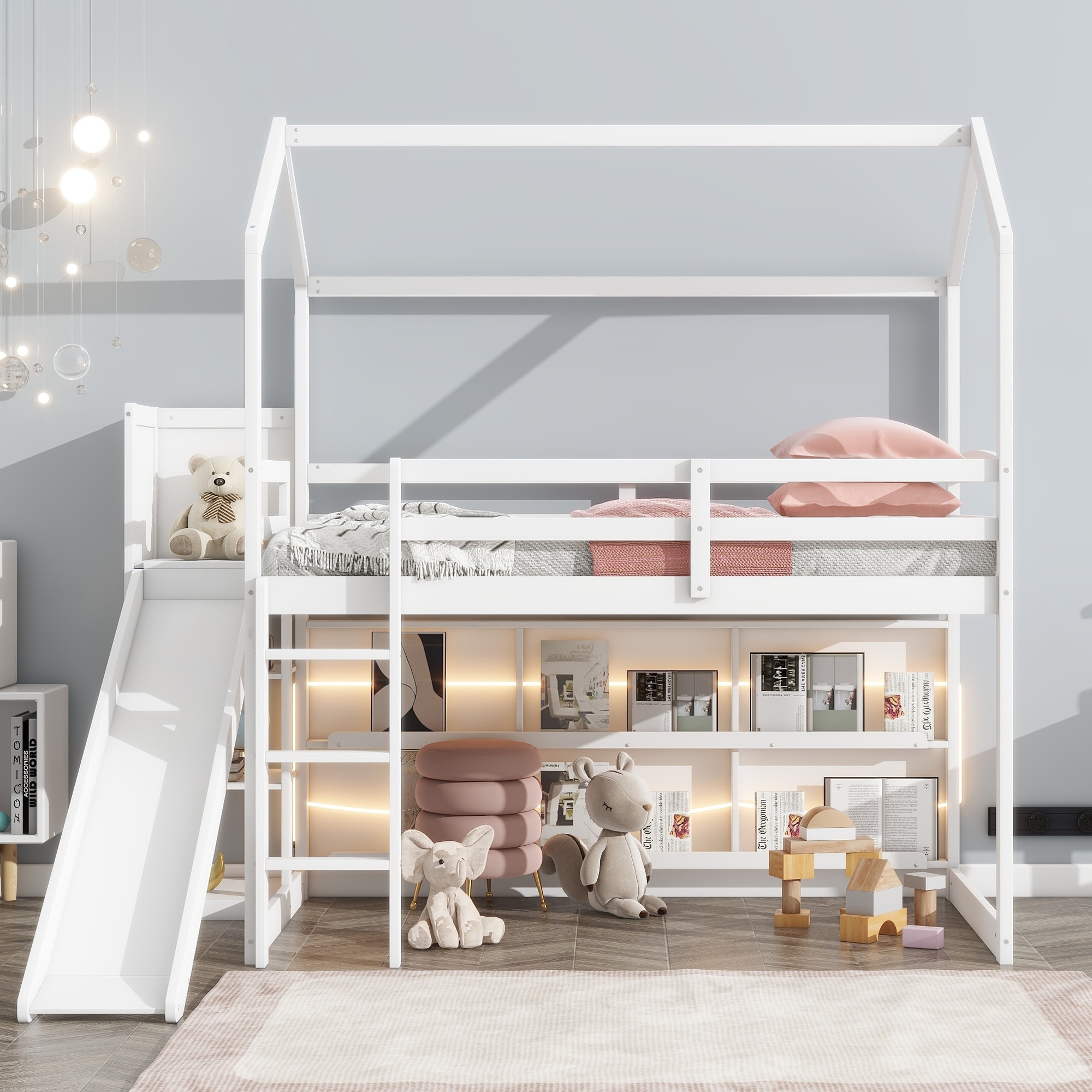 Twin Loft Bed Childrens Bed With Slide And Storage Classic Twin Bunk Bed  With Slide And, image size:2000x2000