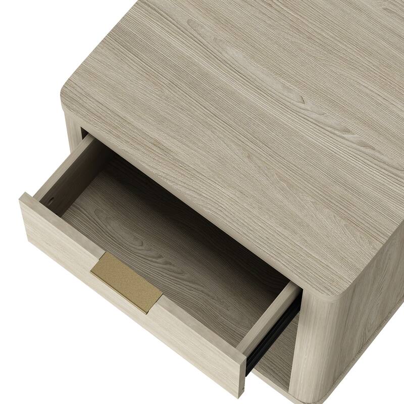 20-Inch Natural Nightstand with Drawer and Open Shelf