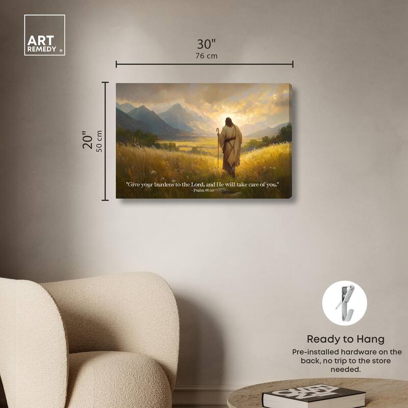 Give Your Burdens Canvas by Art Remedy, Gallery Wrapped