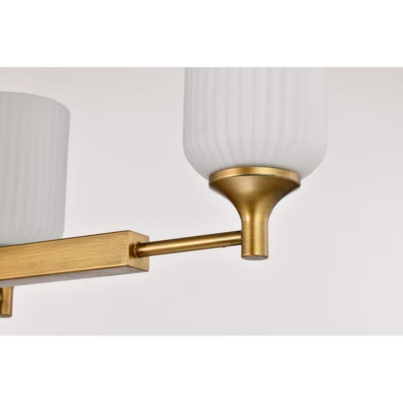 Solara 6 Light Island Pendant Natural Brass Finish Frosted Ribbed Glass - Natural Brass