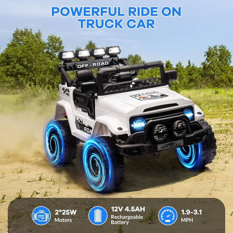 12V Kids Ride on Truck, Ride on Jeep Car with Remote Control