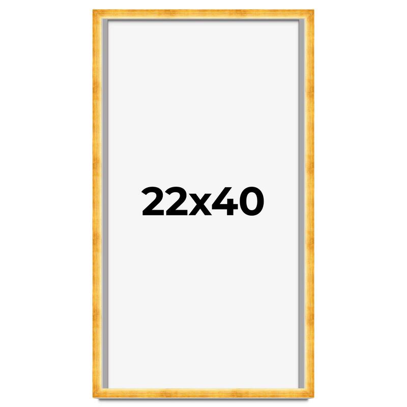 22x40 Shadow Box Frame Gold | 1.625 Inches Deep Real Wood Traditional