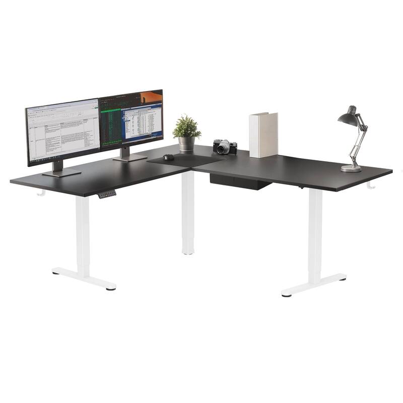 Mount-It! XL 75"W Electric Corner Adjustable Standing Desk, Black/White (MI-15027)