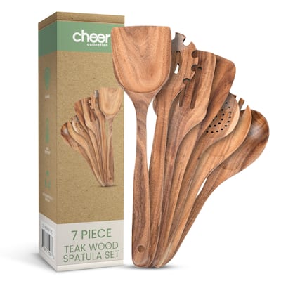 Cheer Collection Wooden Kitchen Utensils Set - 7 Piece