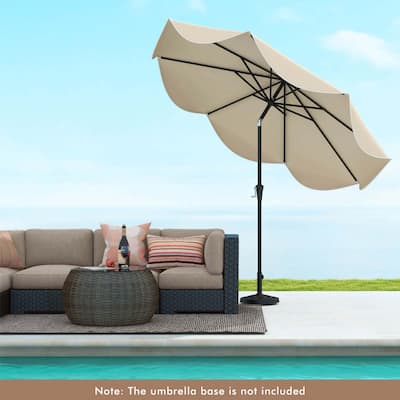 9-Ft Patio Umbrella 2-Story Market Table Umbrella w/ Handle & 8 Ribs