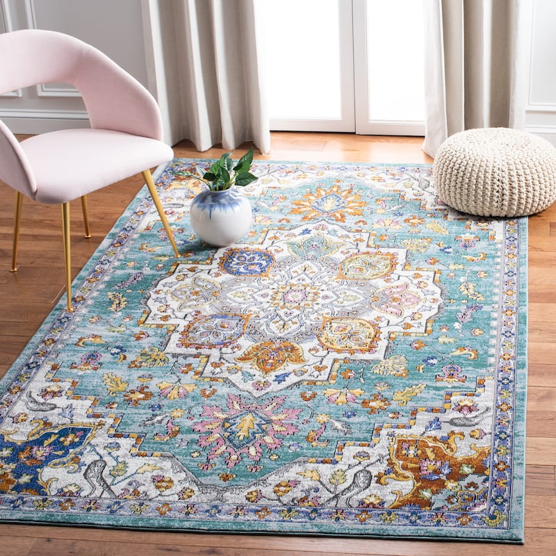 SAFAVIEH Aria Zeena Boho Oriental Medallion Rug - 4' x 6' - Turquoise/Ivory