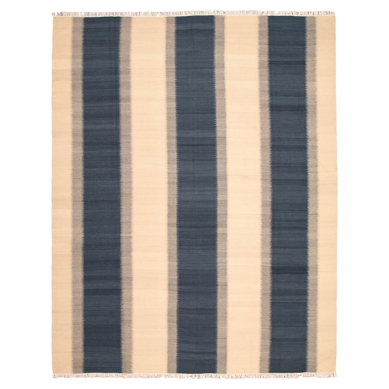 ECARPETGALLERY Flat-Weave Ankara FW Cream Wool Kilim - 12'0 x 14'11 - Cream - 12'0 x 14'11