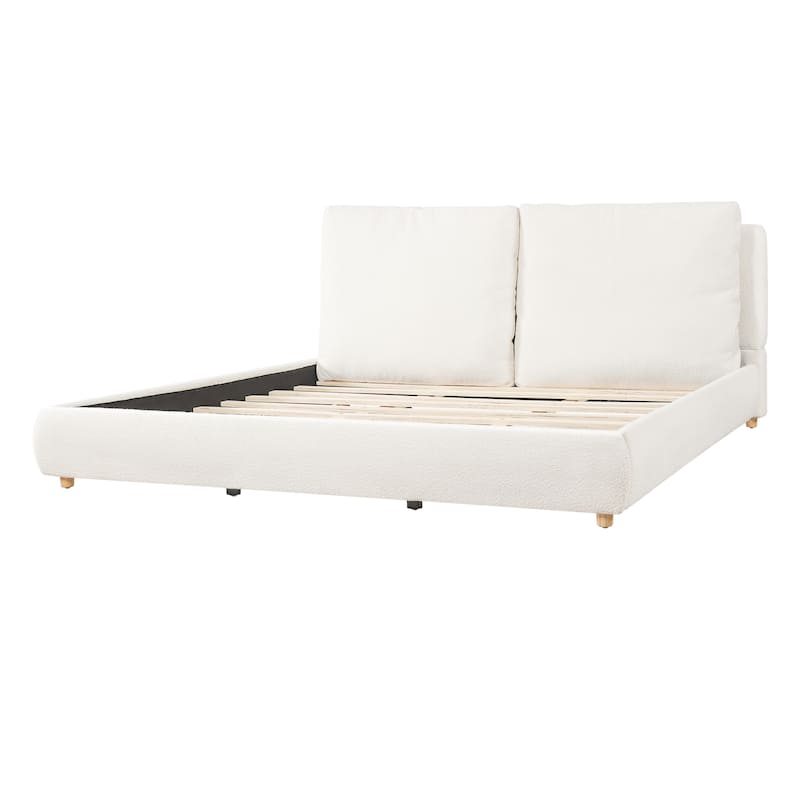 Christopher Knight Home - Charlotte Upholstered Platform Bed with Removable Pillow Headboard