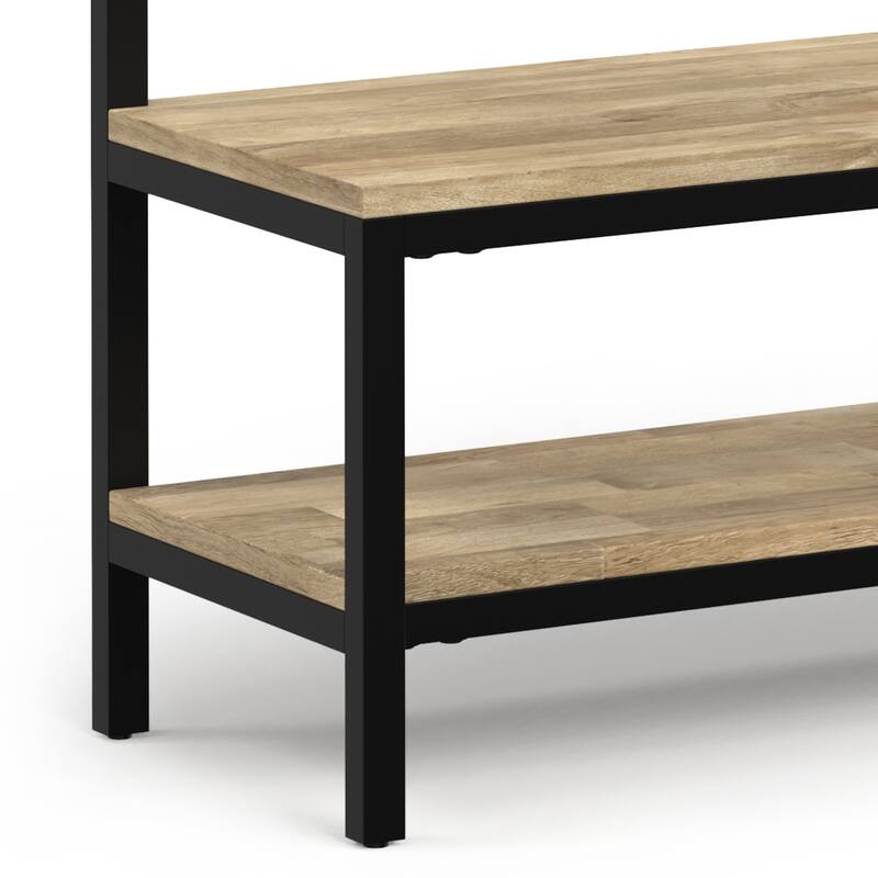 WYNDENHALL Hooper SOLID MANGO WOOD 40 inch Wide Industrial Entryway Hall Tree Bench in Natural - 16" D x 40" W x 75" H