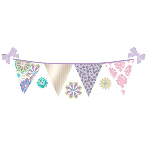 Brewster TWPS0601 287" x 6-1/2" - Patchwork Daisy Stripes - Self-Adhesive Repositionable Vinyl Wall Decal - Set of 14