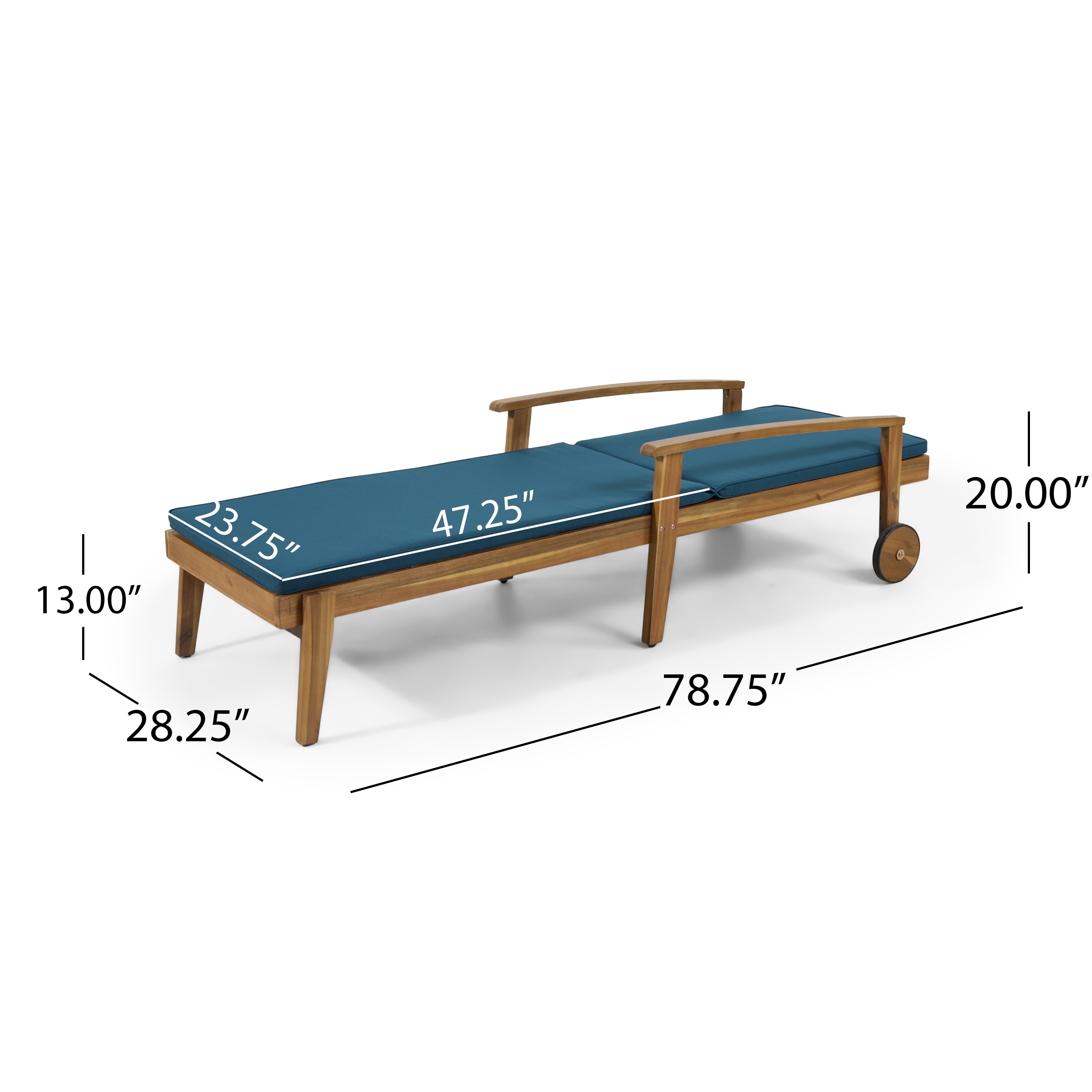 Jason Outdoor Acacia Wood Water-Resistant Chaise Lounge for Outdoor Spaces-image