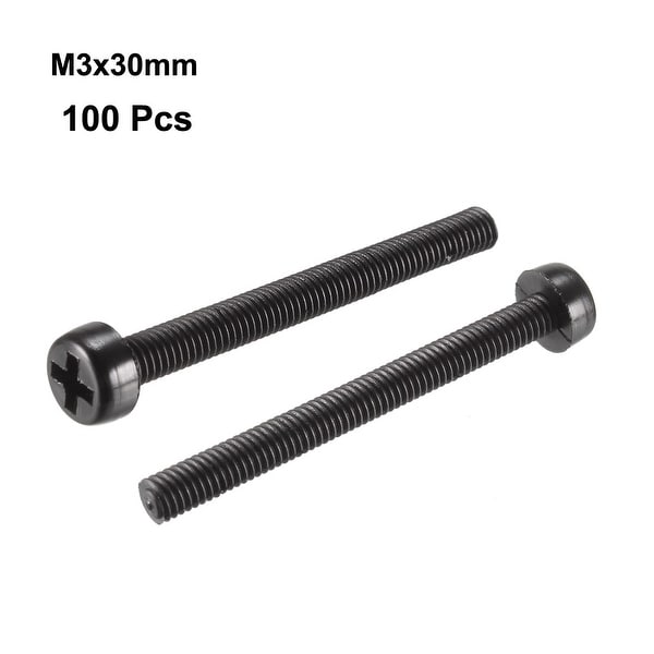 100 Vis M3 X 6mm En Nylon - Tête Ronde Phillips, Filetage Entier, Noir, Pour électronique Ou Modélisme