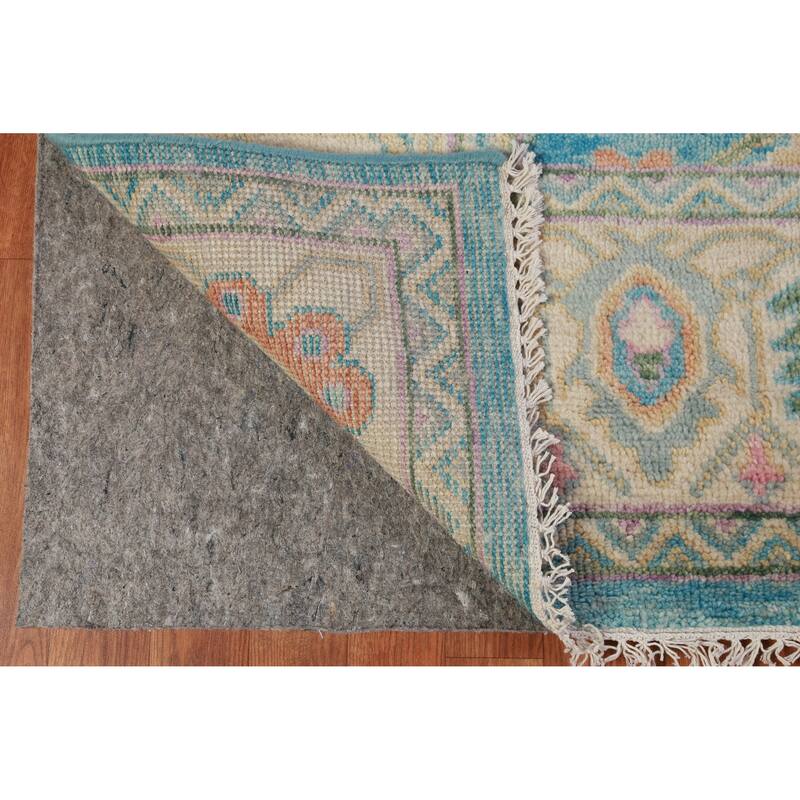 Hand Knotted Oriental 100% Wool Carpet Transitional All-Over Navy Blue & Blues Oushak Area Rug - 9' 8'' X 8' 0''