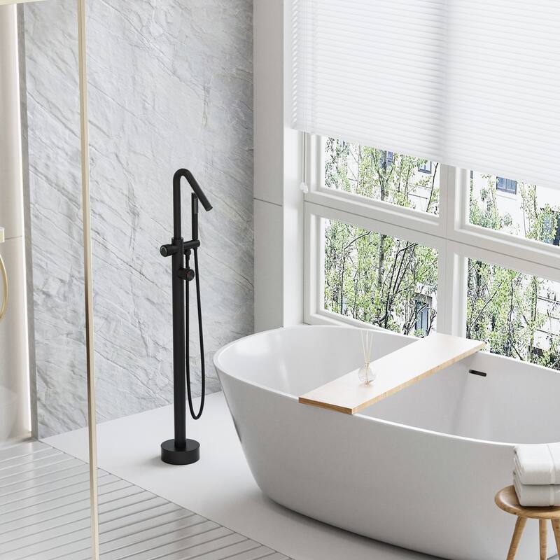 Modland 46''H Outdoor Shower System 316 Stainless Steel Thermostatic Freestanding Poolside Faucet with Swivel Spout - 46'' H