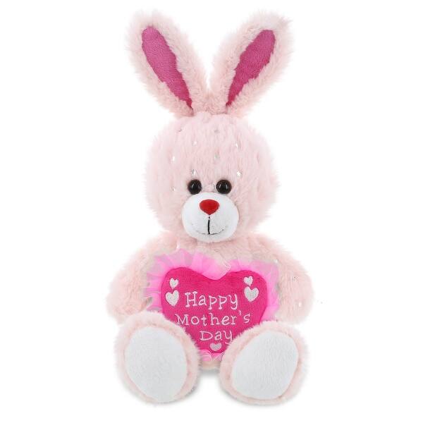 slide 2 of 6, DolliBu Happy Mother’s Day Soft Plush Rose Gold Bunny with Pink Heart - 8 inches