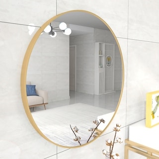 Gold Circle Wall-Mounted Entryway Mirror Bathroom Make Up Vanity Mirror ...