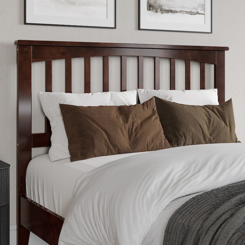 Modern Platform Bed - Low Profile Wood Bed Frame - Full Size Bed - Walnut Finish