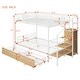 preview thumbnail 12 of 10, White Twin over Full Size Metal Bunk Bed with Drawer and Lateral Storage Ladder and Wardrobe