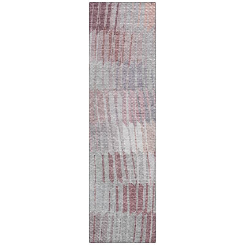 Machine Washable Indoor/ Outdoor Casual Stripe Chantille Rug