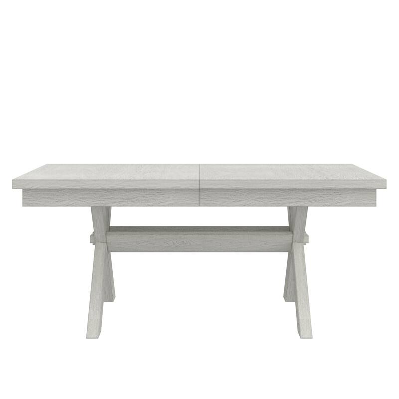 VECELO Dining Table Set with Bench, Solid Wood Rectangular Extendable Dining Table & 4/6 Solid Wood Dining Chairs