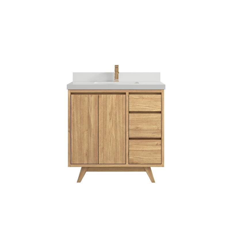 Willow Collections 36 in. W x 22 in. D Madison Teak Center Sink Bathroom Vanity with Countertop