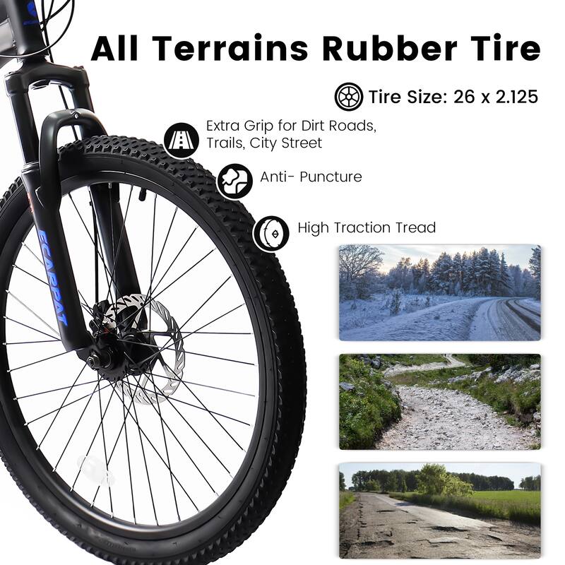 21 Speed Mountain Bike with Full Suspension, Steel Frame and Disc Brakes for Travel, Commuting and Mountain