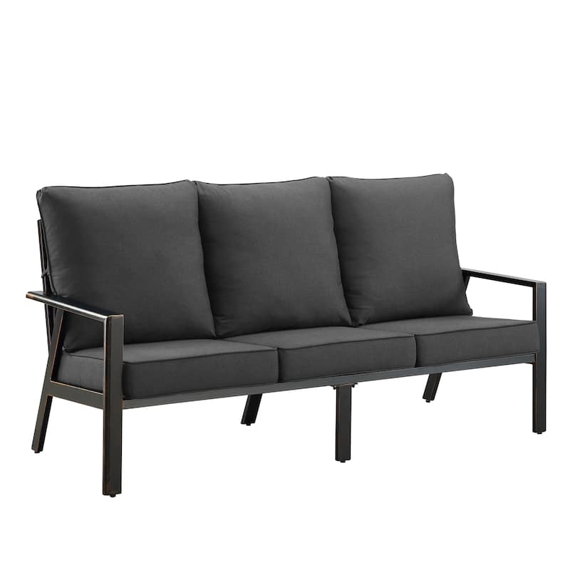 Black Aluminum Deep Seating Deep Seating Sofa with Cushions