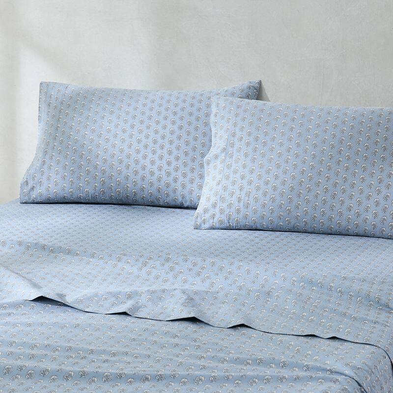 Lush Decor Freesia Blue Cotton Sheet Set