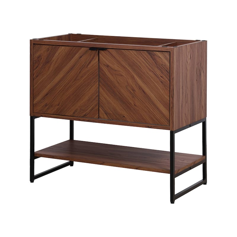 Juhl Chevron-Front Modern Minimalist 2-Shelf Bath Vanity Cabinet Only (Sink Basin Not Included), By JONATHAN Y