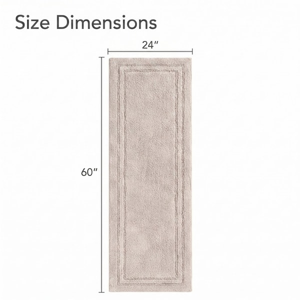 dimension image slide 1 of 13, Superior Solid Bordered Cotton Washable Non-Slip Bath Rug Runner or Rug Set
