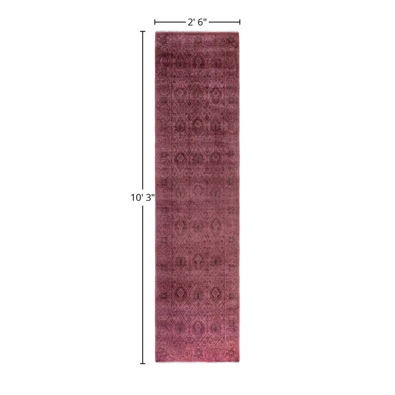 Overdyed One-of-a-Kind Hand-Knotted Area Rug - Pink - 2' 6" x 10' 3"
