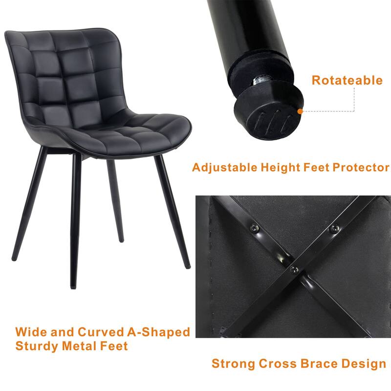 Modern Kitchen Dining Chairs, PU Leather Upholstered, Set of 2