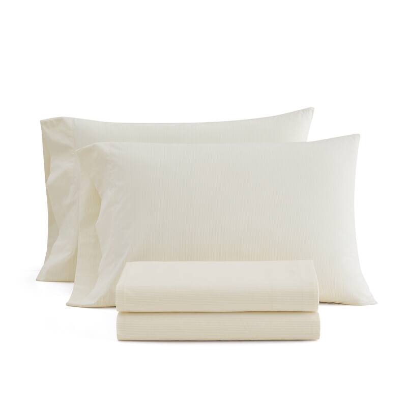 Martha Stewart Printed Cotton Percale Sheet Set - Stripe Yellow - Full