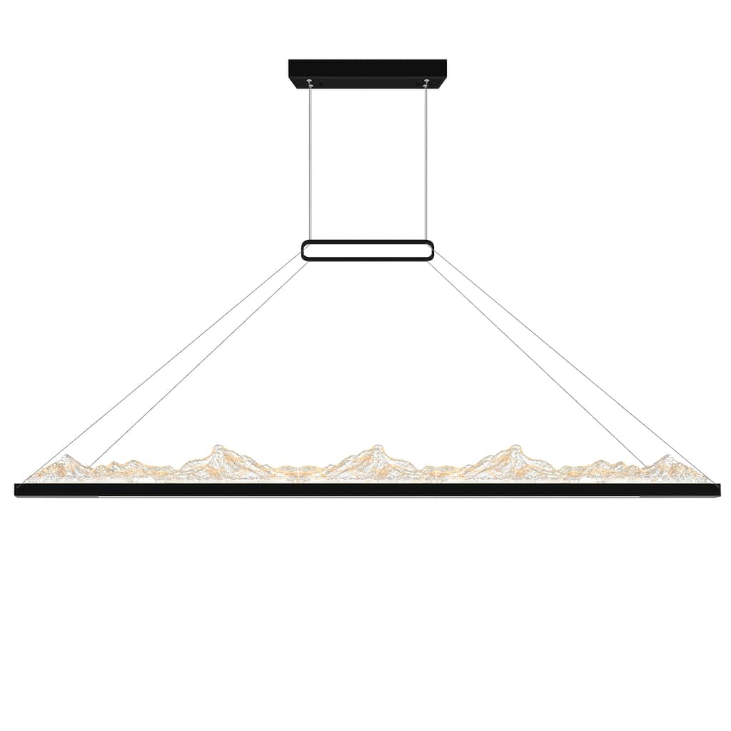 Himalayas Integrated LED 62in Black Chandelier with Handcrafted Glass