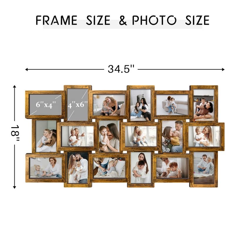 HELLO LAURA 18 Opening 4x6 Large Collage Picture Frame for Wall Decor