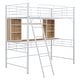 preview thumbnail 37 of 40, Modern Metal Frame Loft Bed with Desk and Shelf, Side Ladder