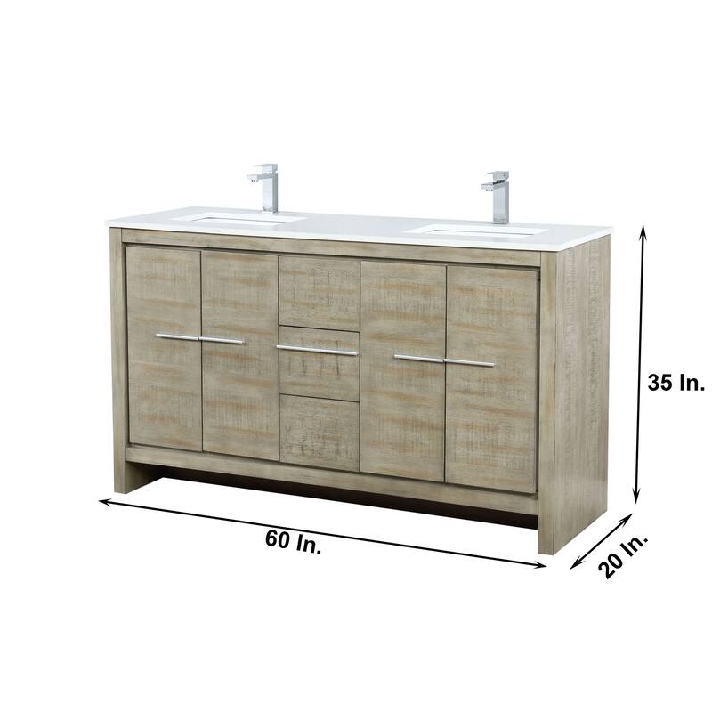 Lafarre 30 in W x 20 in D Rustic Acacia Bath Vanity, White Quartz Top, Brushed Nickel Faucet Set and 28 in Mirror